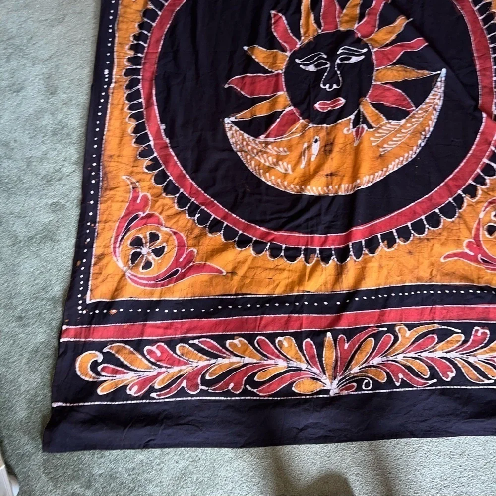 Gypsy Rose Sunshine Tapestry Black Orange Red 85x53”